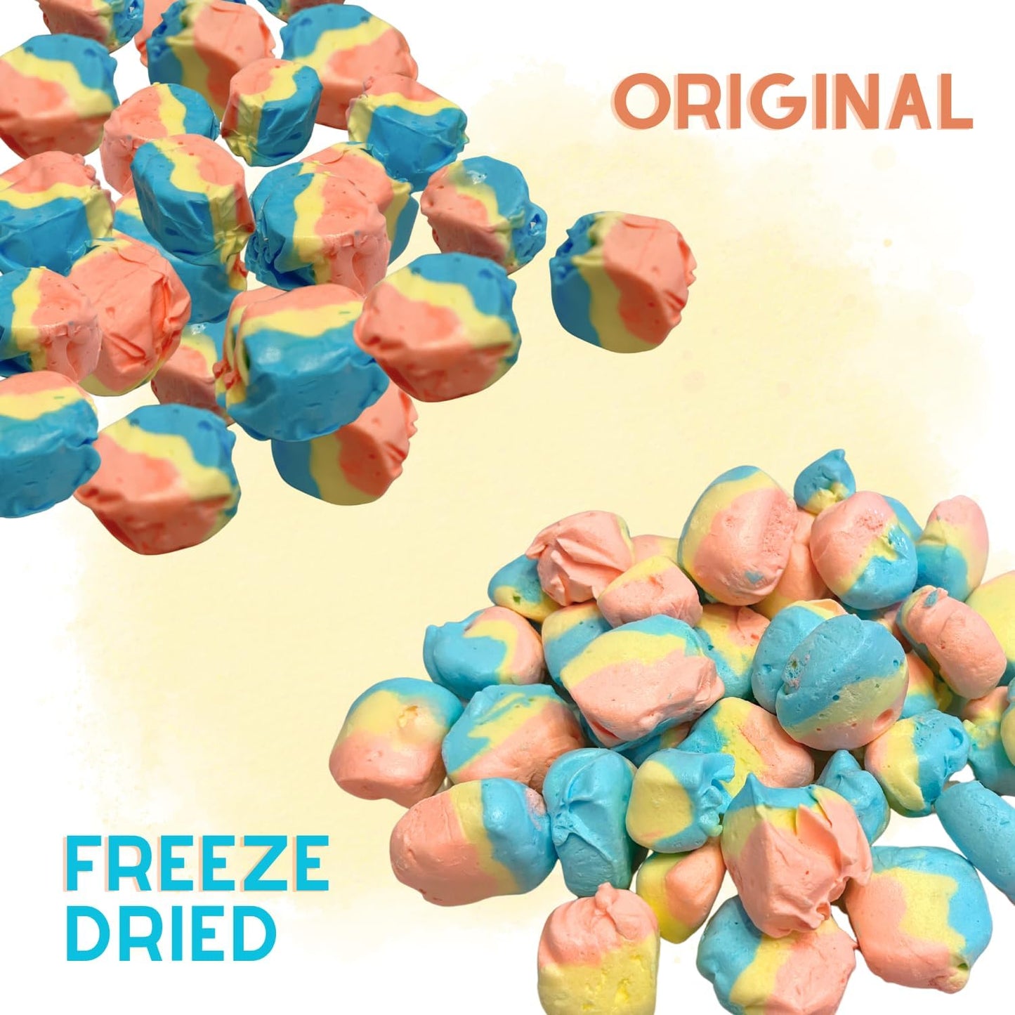 Airmont Farm Freeze-Dried Candy Salt Water Taffy - Crunchy Snack - 2 oz - Bite-Sized Pieces