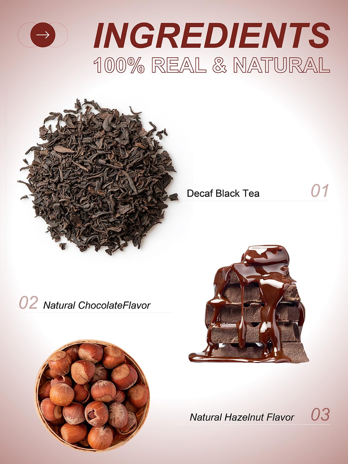 Teelux Decaf Chocolate Hazelnut Black Tea, Decaffeinated Black Tea Flavored With Natural Chocolate & Hazelnut, Smooth & Full-Bod