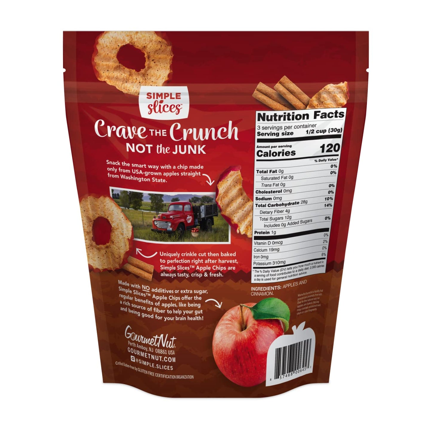 Simple Slices Gourmet Nut Baked Apple Chips, Usa Grown Sliced Dried Apples, Adults & Kids Vegan Snack, Naturally Sweet, No Added