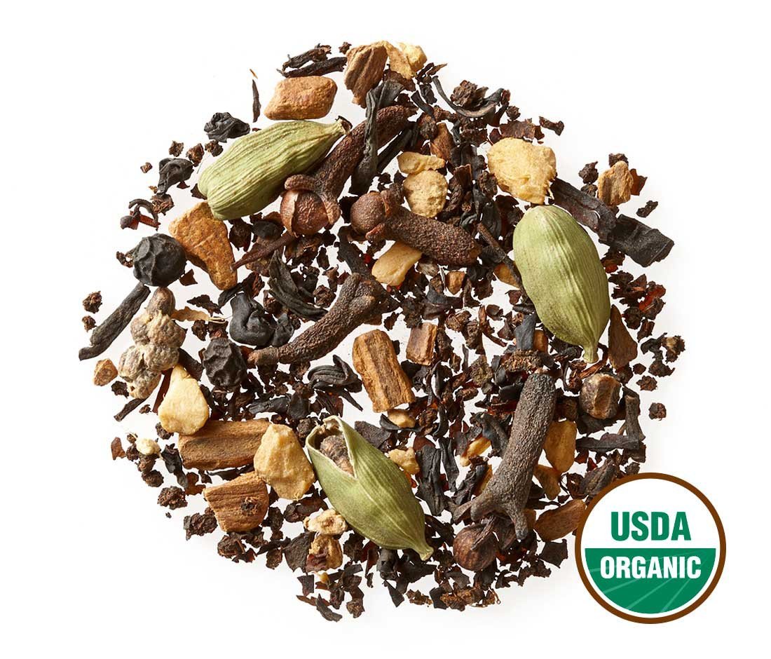 Golden Moon Tea Organic Masala Chai Black Tea - Loose Leaf, Non-GMO - 3.5 Ounce Travel Tin