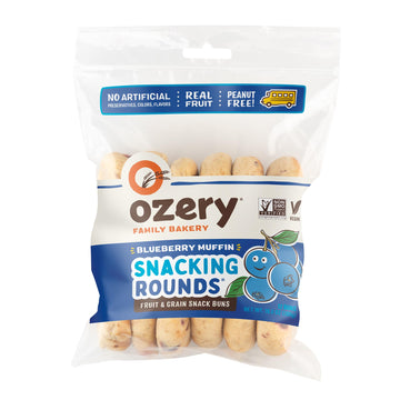 Ozery Bakery Blueberry Muffin Snacking Rounds, Allergen Free, Vegan, Made with Real Fruit, Snack Buns, 12 Buns Per Bag, Pack of 