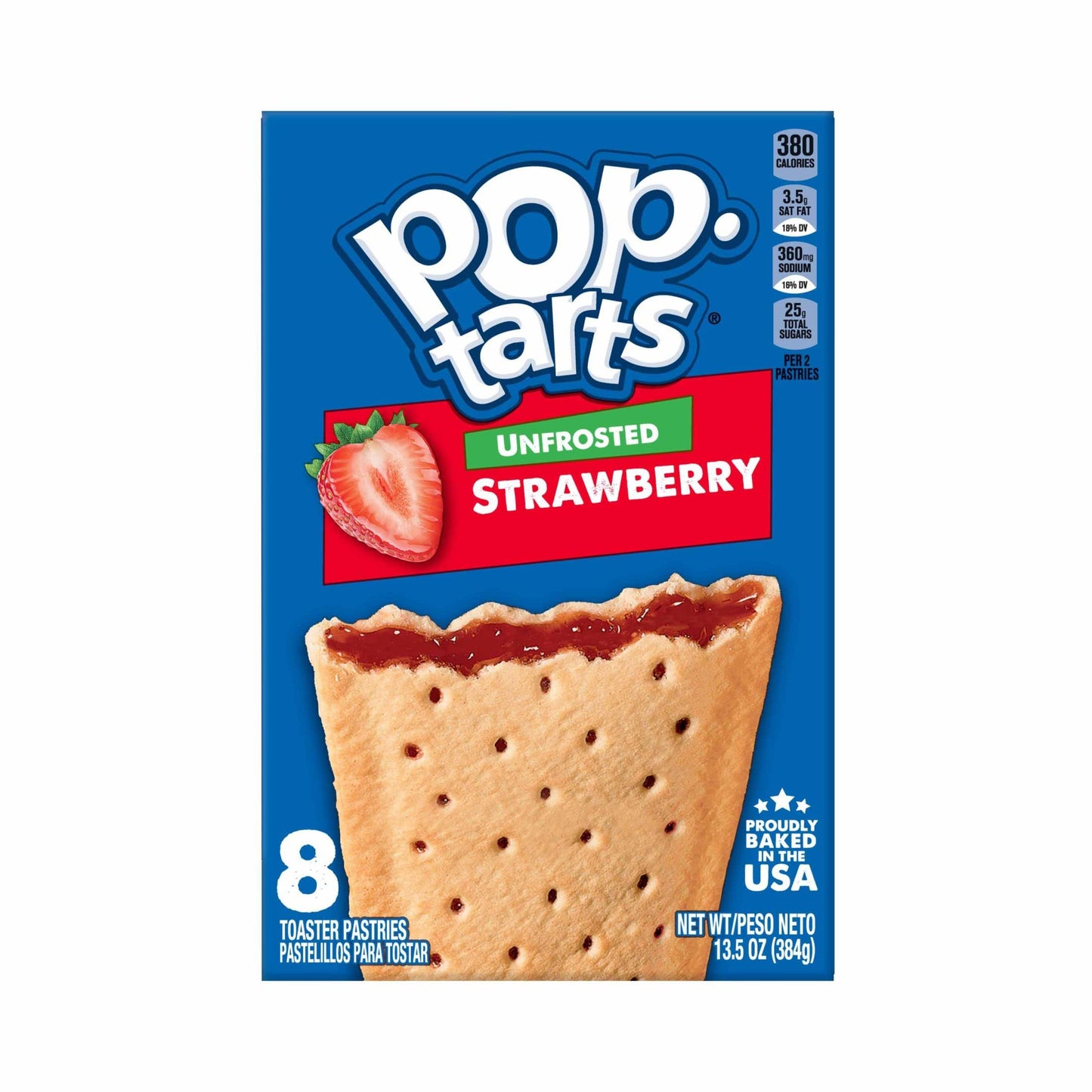 Pop-Tarts Toaster Pastries, Breakfast Food and Kids Snacks, Unfrosted Strawberry, 10.15lb Case (96 Pop-Tarts)