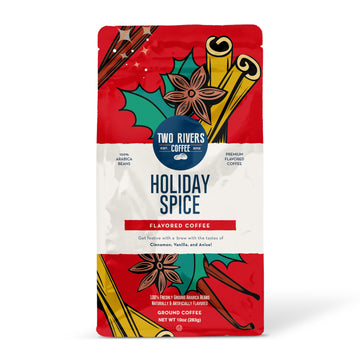 Two Rivers Coffee Holiday Spice Flavored Ground Coffee, Perfectly Balanced, Always Smooth, Made with 100% Arabica Beans - Flavor