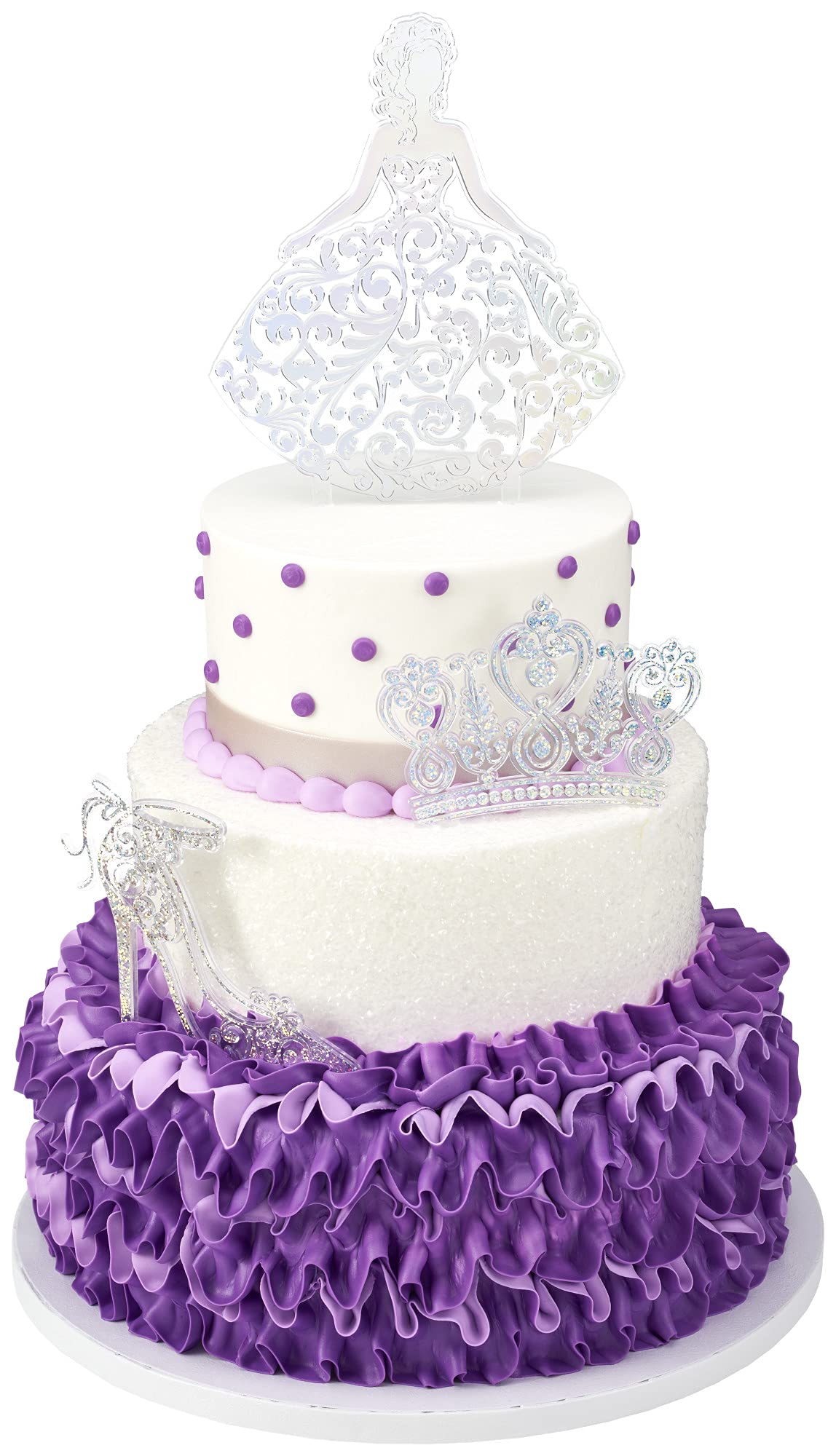 Decopac Quinceanera Cake Topper, Glitter Cake Topper, Silver Cake Decoration, 3 Piece Set