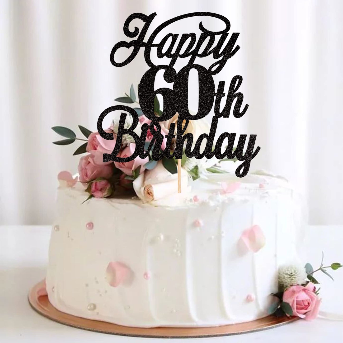 Rssta i Birthday Cake Topper Black Glitter 60 & Fabulous, Celebrating 60th Birthday, Model XM063-new-Black 60th