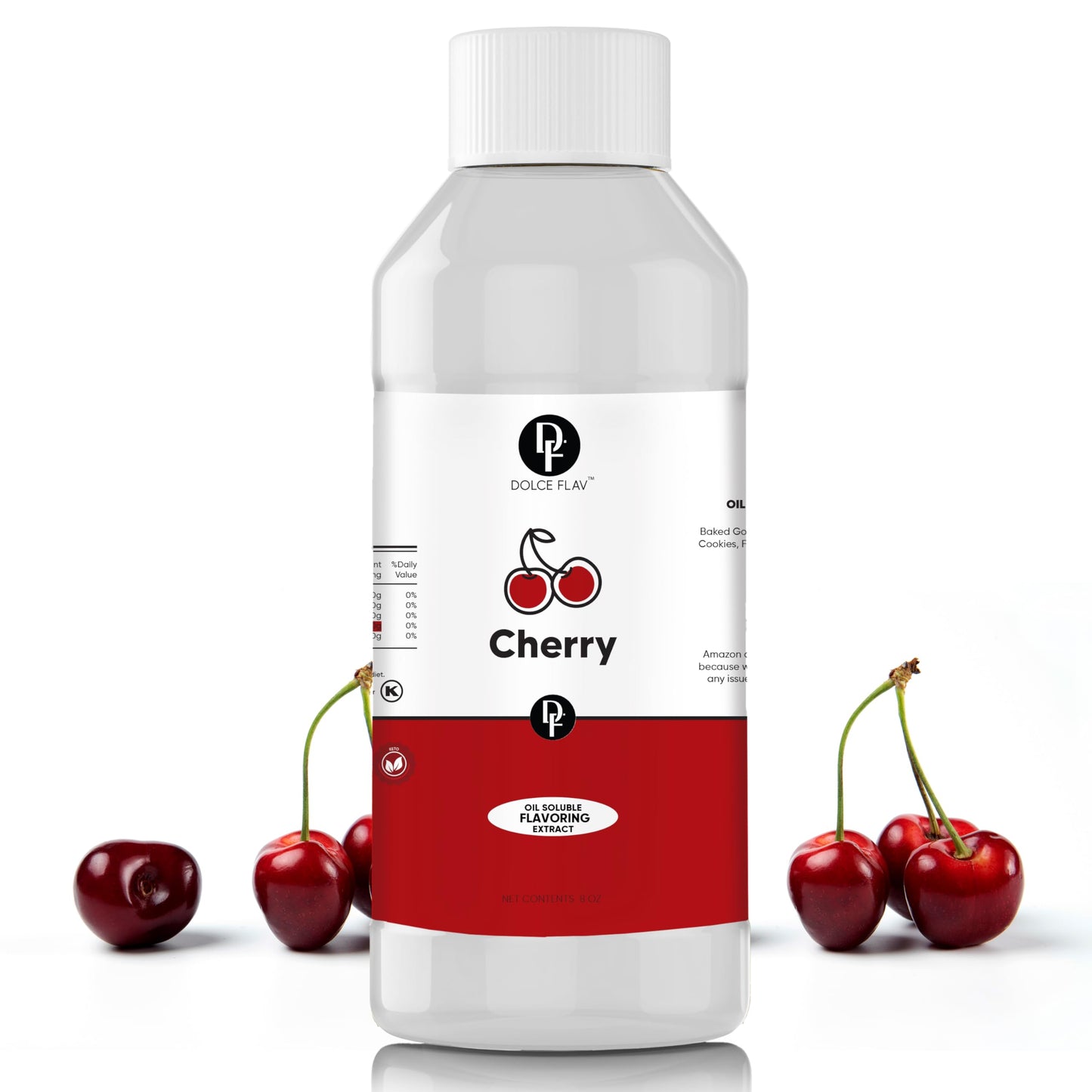 Dolce Flav Cherry Extract - Oil-Soluble, Sugar-Free, Concentrated Flavor - 8 Oz.