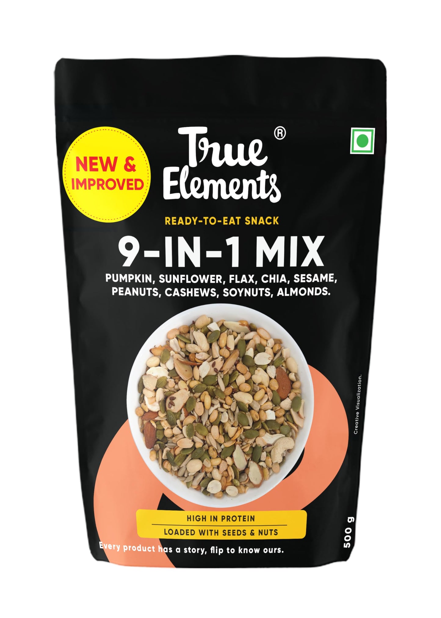 True Elements Seeds Mix - 9 in 1 Mixed Seeds 500g | Nut Mix | Seeds Mix for Eating | Healthy Snacks | Diet Food | Diet Snacks