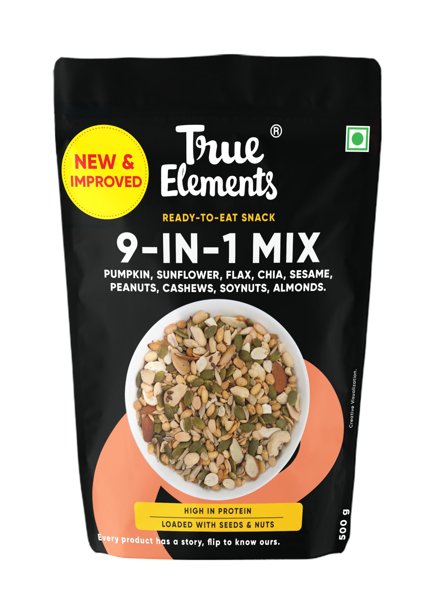 True Elements Seeds Mix - 9 in 1 Mixed Seeds 500g | Nut Mix | Seeds Mix for Eating | Healthy Snacks | Diet Food | Diet Snacks