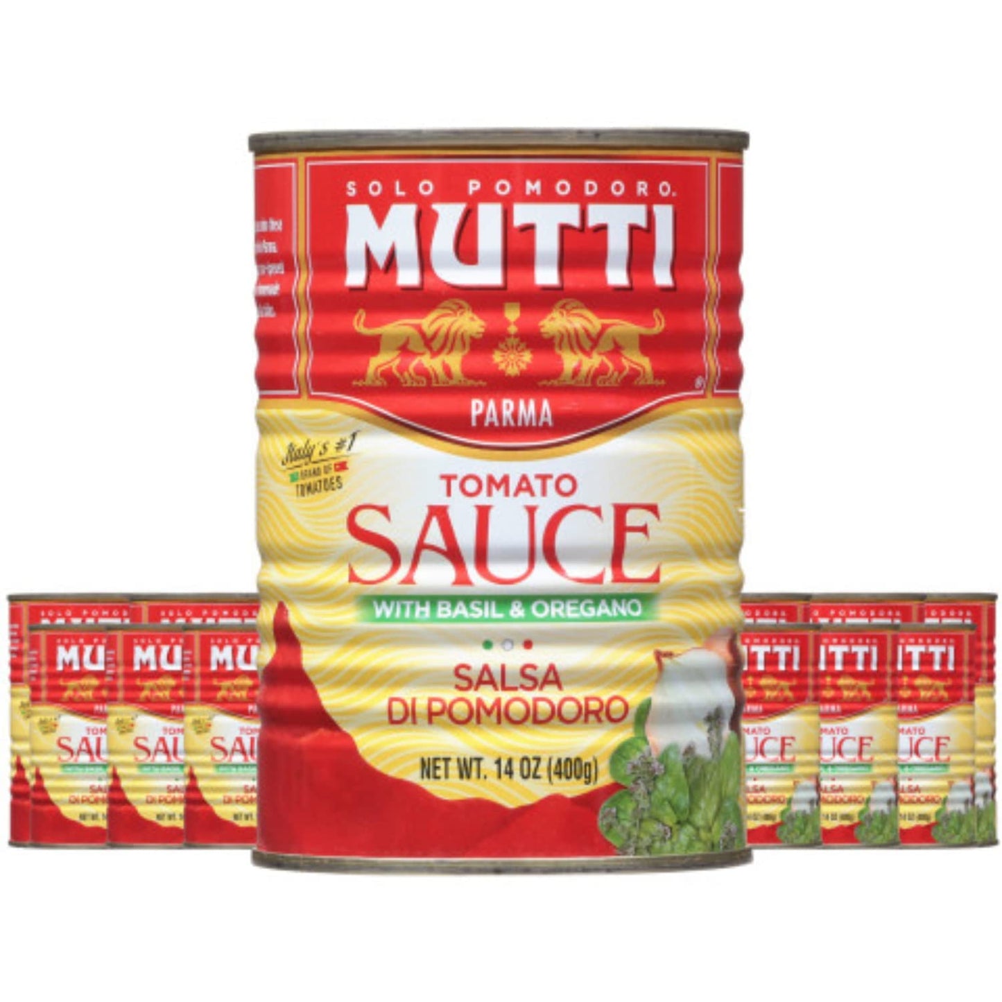 Mutti Tomato Sauce with Basil & Oregano (Salsa di Pomodoro), 14 oz. | 12 Pack | Italy’s #1 Brand of Tomatoes | Canned Tomatoes | Vegan Friendly & Gluten Free | No Additives or Preservatives