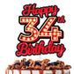Happy 34th Birthday Cake Topper Fluorescent Flashing Night Out Hen Movie Nightclub Theme Decor Supplies Woman Man Happy Birthday