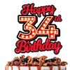 Happy 34th Birthday Cake Topper Fluorescent Flashing Night Out Hen Movie Nightclub Theme Decor Supplies Woman Man Happy Birthday