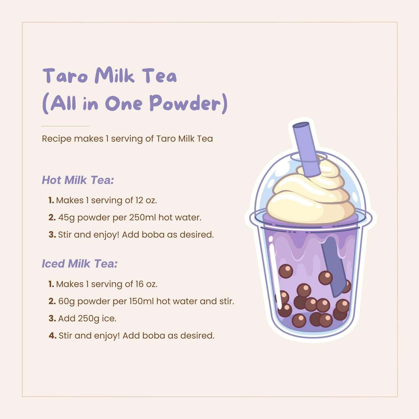 Bossen Bubble Tea All-In-One Powder Mix (Taro)
