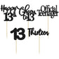 30 Pack Happy 13Th Birthday Cupcake Toppers Black Glitter 13 Official Teenager Cheers To 13 Years Old Birthday Cupcake Picks For