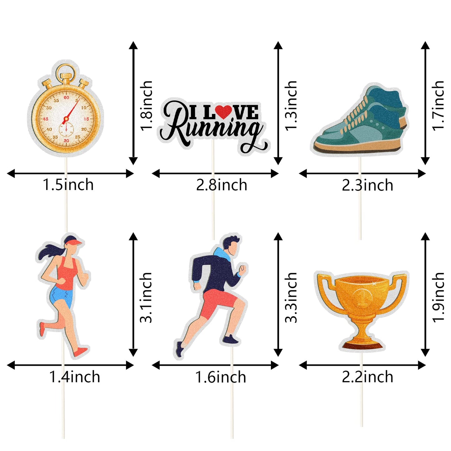 Mefeng Running Cupcake Toppers , Track, Cross Country Or Marathon Party Birthday Party Clear Treat Picks , Sports Theme Party Ca