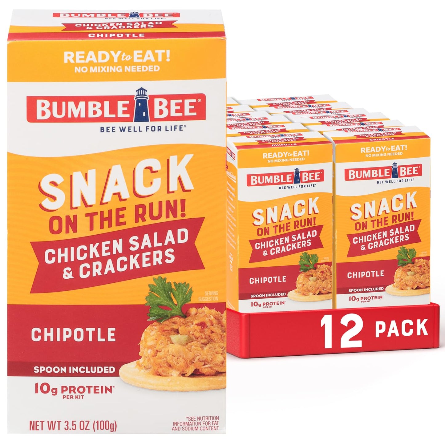 Bumble Bee Snack On The Run Chipotle Chicken Salad with Crackers Kit, 3.5 oz (Case of 12) - Ready to Eat, Spoon Included - Shelf