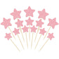 Gyufise 42Pcs Little Star Cupcake Toppers Pink Glitter Twinkle Star Cupcake Picks Wedding Engagement Bridal Shower Baby Shower B