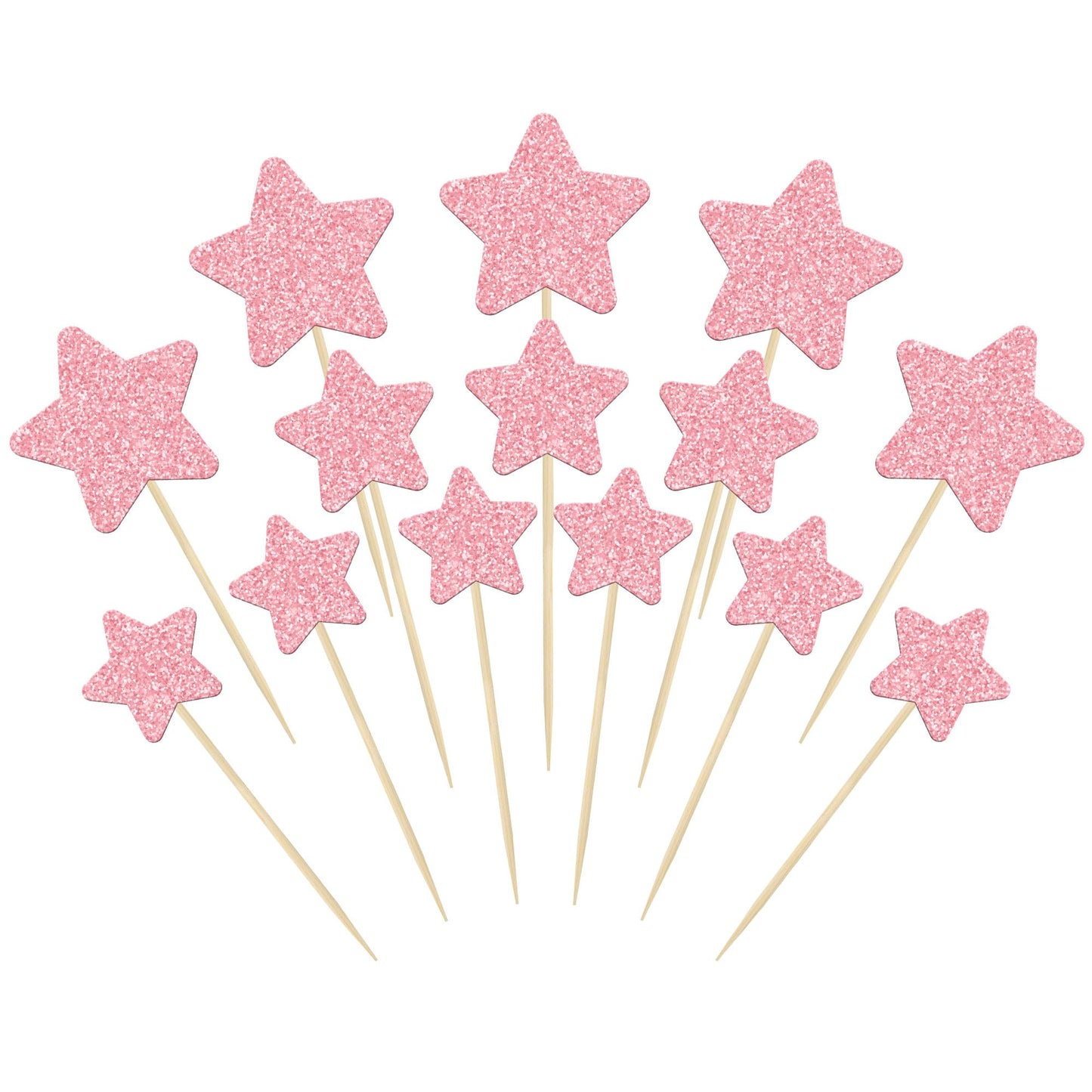 Gyufise 42Pcs Little Star Cupcake Toppers Pink Glitter Twinkle Star Cupcake Picks Wedding Engagement Bridal Shower Baby Shower B