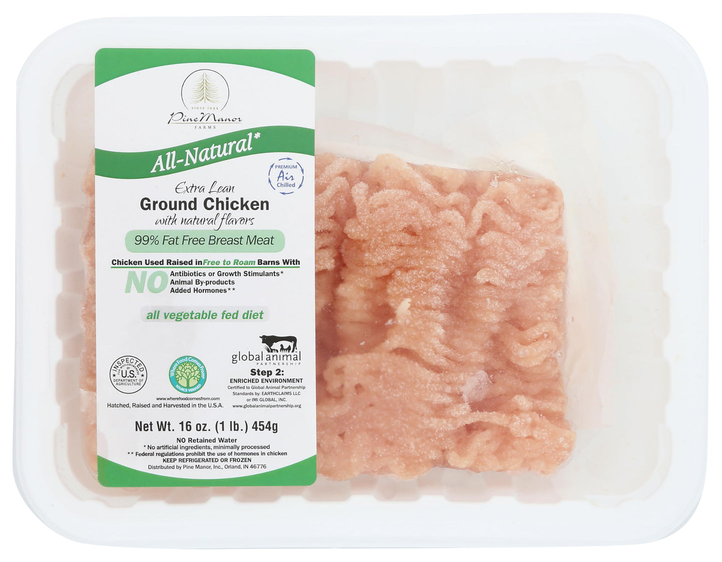 Pine Manor, Extra Lean Ground Chicken, 16 oz