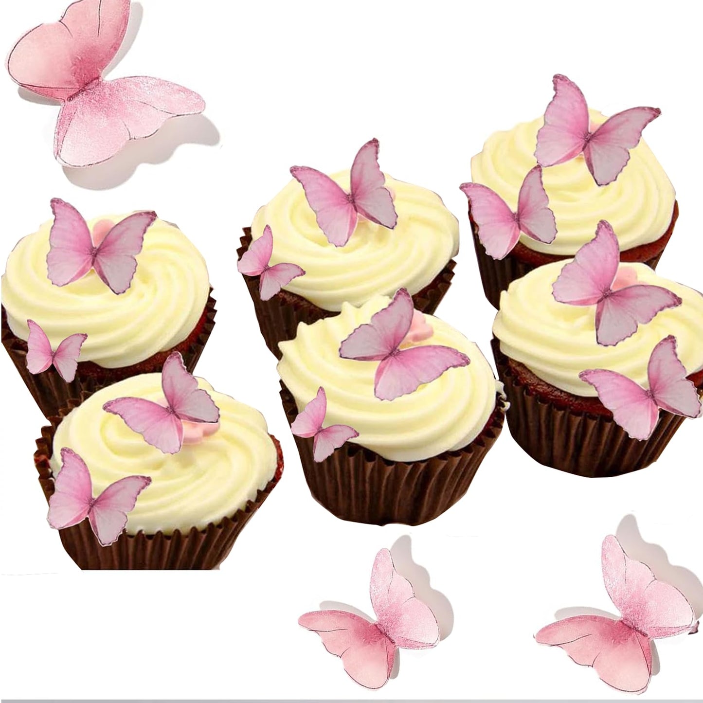 Yocity 48Pcs Edible Butterflies Cake Toppers Edible Butterfly Cupcake Toppers Wafer Paper Butterflies Edible Butterfly Cake Deco