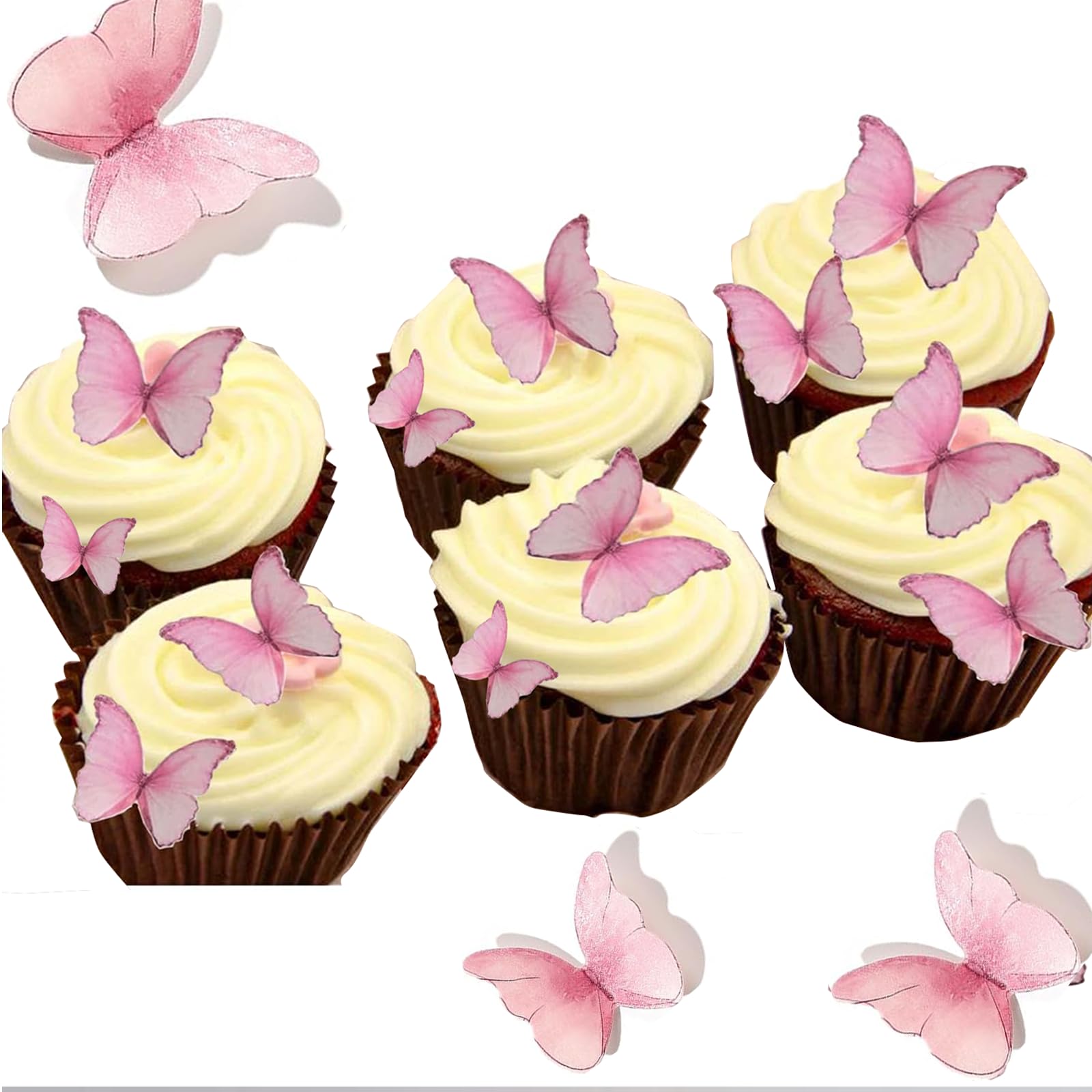 Yocity 48Pcs Edible Butterflies Cake Toppers Edible Butterfly Cupcake Toppers Wafer Paper Butterflies Edible Butterfly Cake Deco