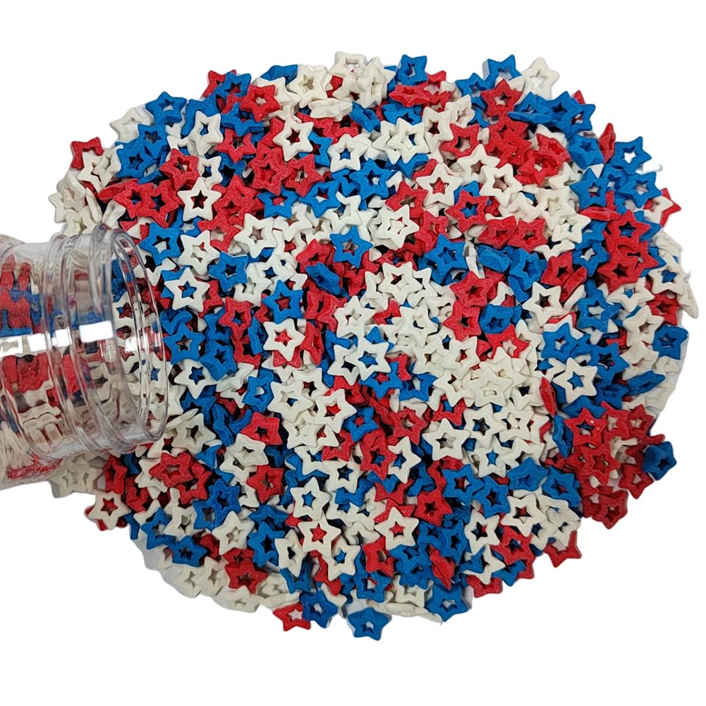 Homankit Patriotic Sprinkles Fourth Of July Red White And Blue Edible Star Sprinkles For Baking Cake Cupcake Toppers Cookie Donu