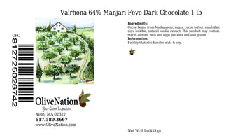 Valrhona 64% Manjari Dark Bitter Sweet Chocolate Feves From Olivenation - 1 Pound