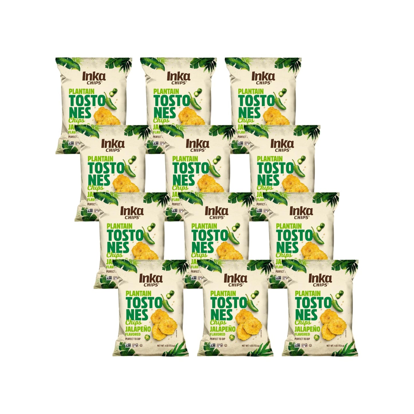 Inka Jalapeo Flavored Tostones Chips, Gluten Free, Non GMO, 4 Ounces (Pack Of 12)