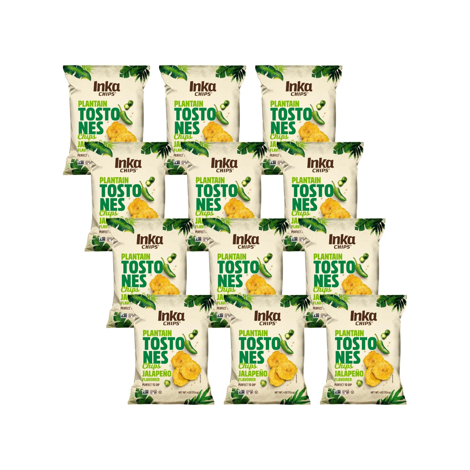 Inka Jalapeo Flavored Tostones Chips, Gluten Free, Non GMO, 4 Ounces (Pack Of 12)