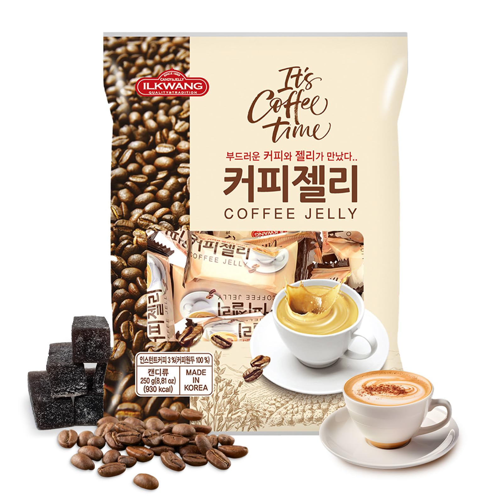 COELO Coffee Jelly Candy 250g - Premium Korean Sweet Chewy Treats for Parties, Camping, Picnics - Individually Wrapped Snacks