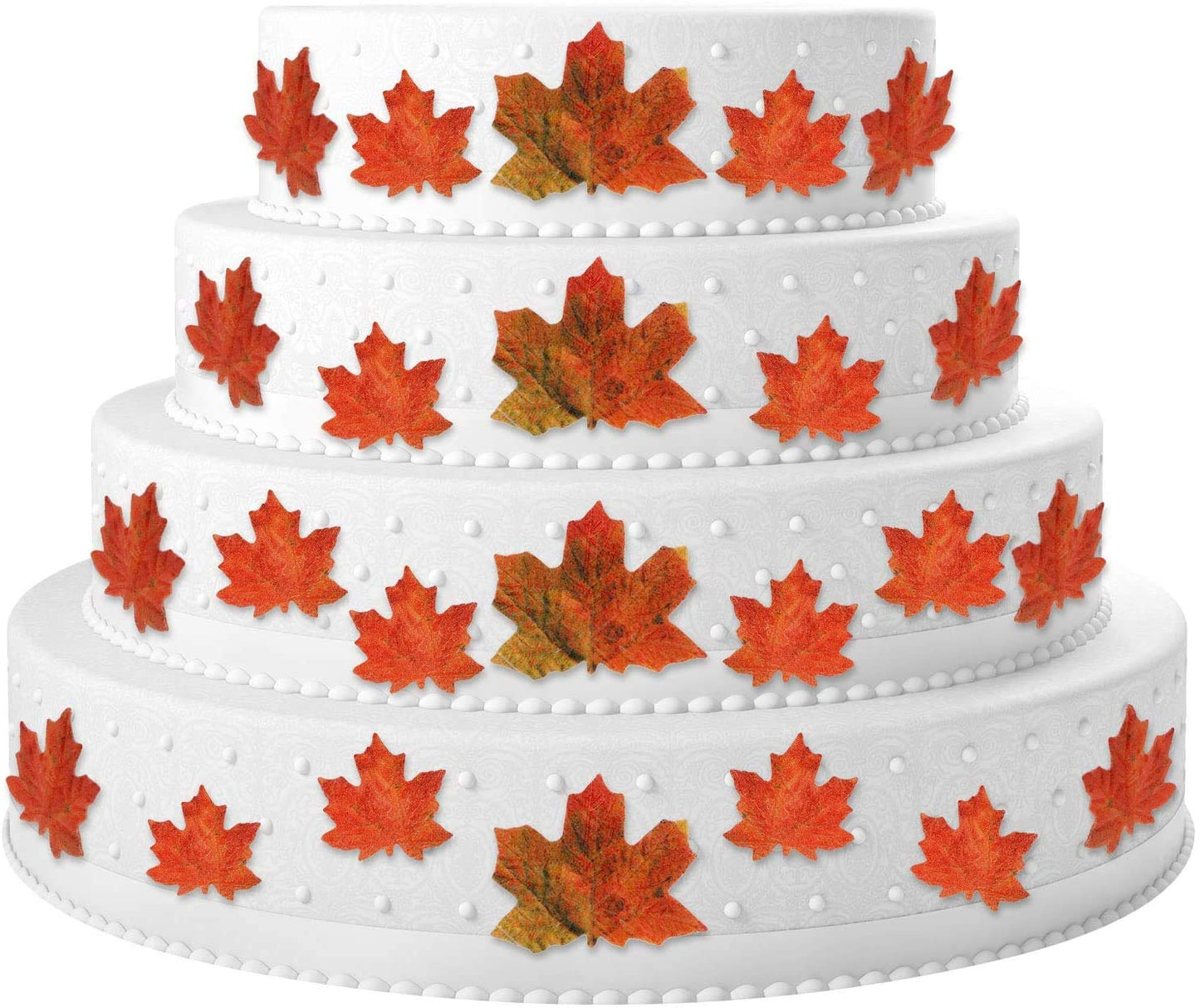 SUSSURRO Edible Gold Leaf Cupcake Toppers - 100 Pieces Maple Leaf Decoration for Parties, Includes Plastic Box