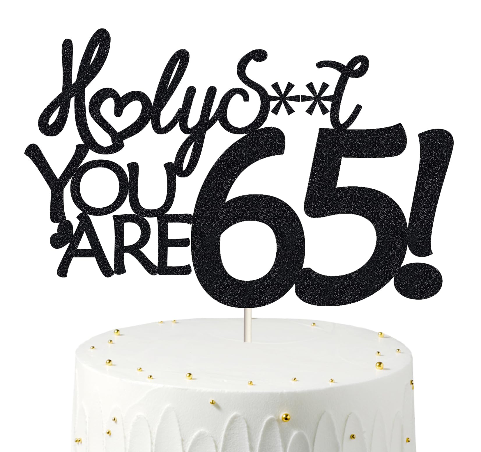 65 Birthday Cake Toppers-Black Glitter, Funny 65Th Cake Topper For Men,65 Cake Topper For Women, 65Th Birthday Decorations,65Th