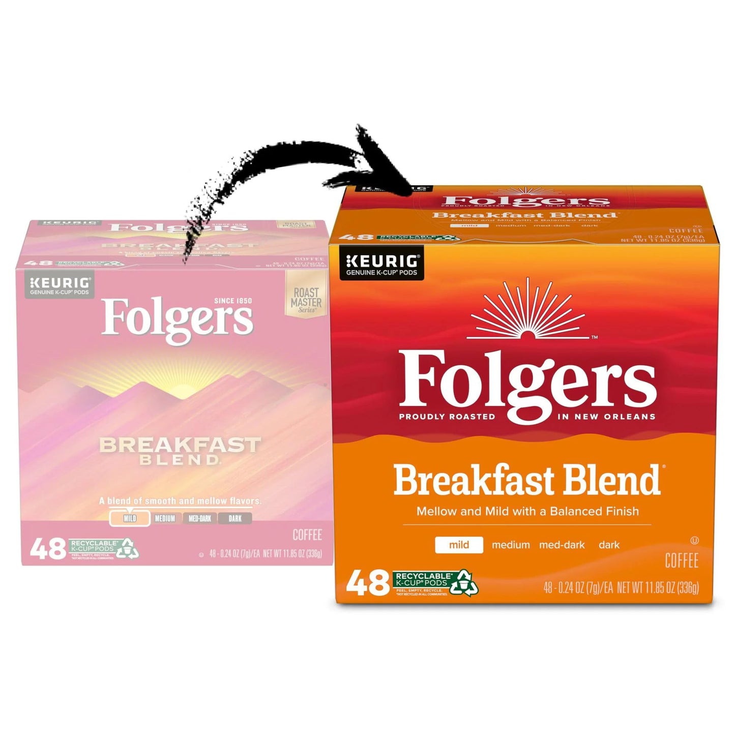 Folgers K Cups Breakfast Blend, 48 Count (4 Packs of 12) - Smooth, Rich Flavor for Perfect Morning Coffee