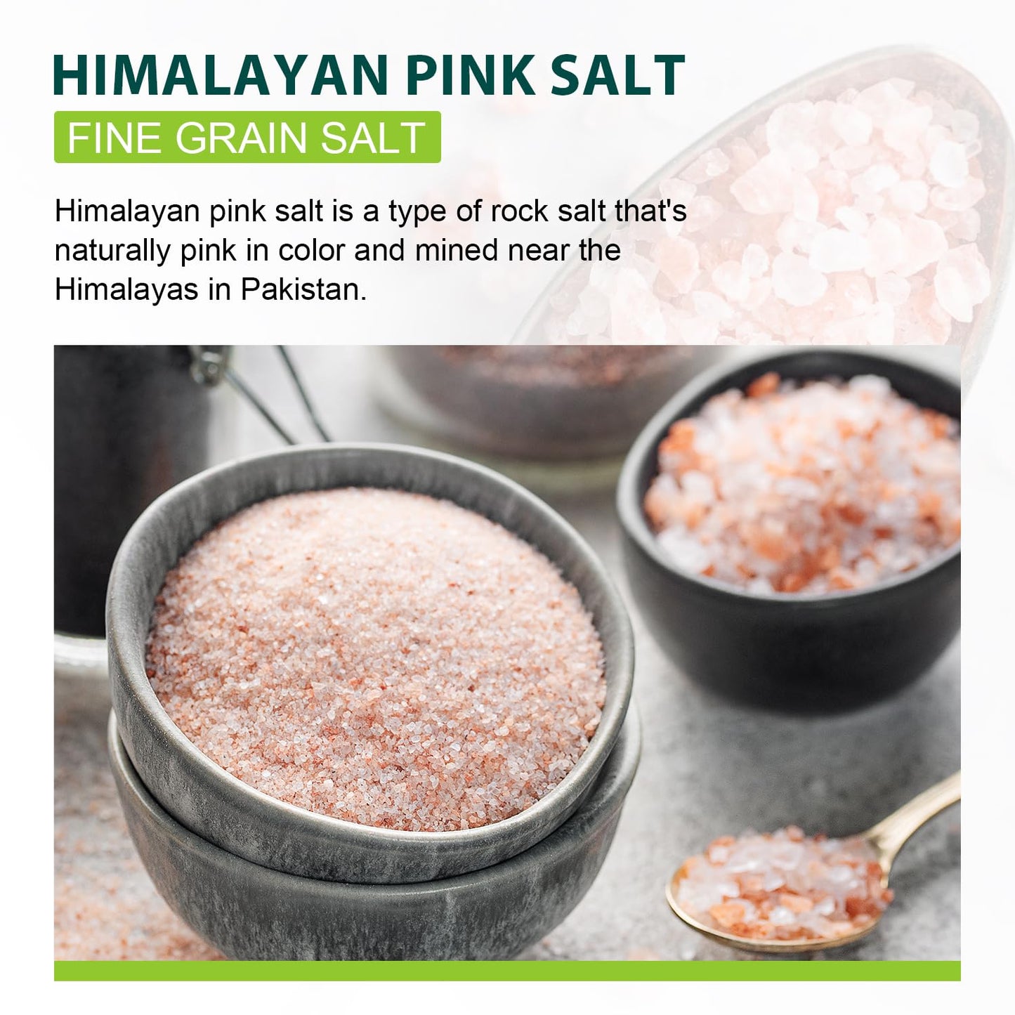 Soeos Himalayan Pink Salt, Fine Grain, 16 oz (1 Pound), Pink Himalayan Sea Salt, Non-GMO, Kosher Salt, Rock Salt for Grinder Ref