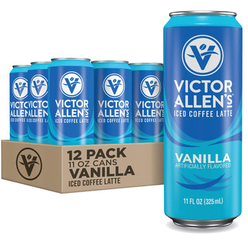 Victor Allen's Coffee Vanilla Iced Canned Coffee Latte, 11oz Cans (12 Pack)
