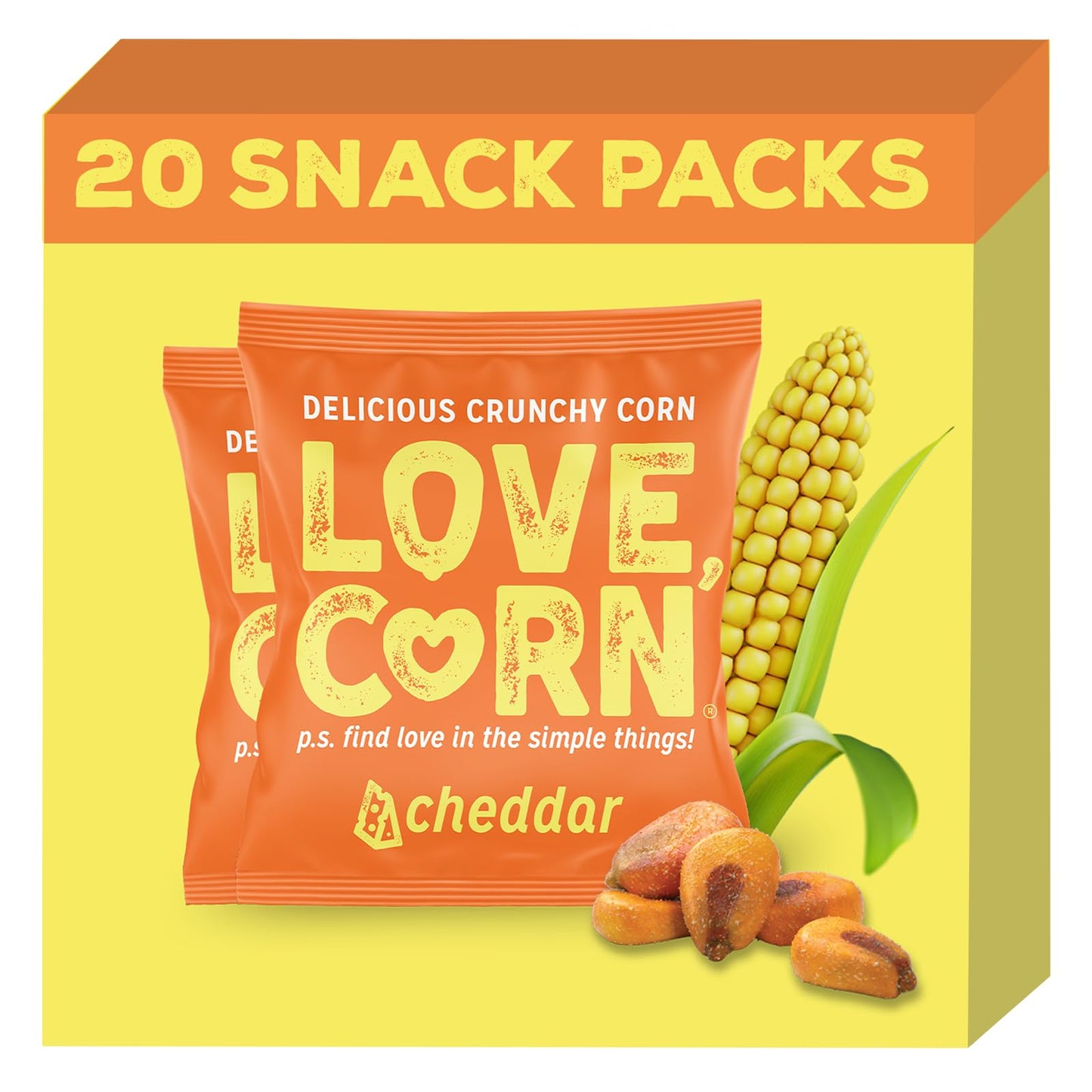 Love Corn Cheezy 0.7Oz X 20 Bags - Delicious Crunchy Corn - Healthy Family Snacks - Gluten Free, Kosher, Non-Gmo - Alternative F