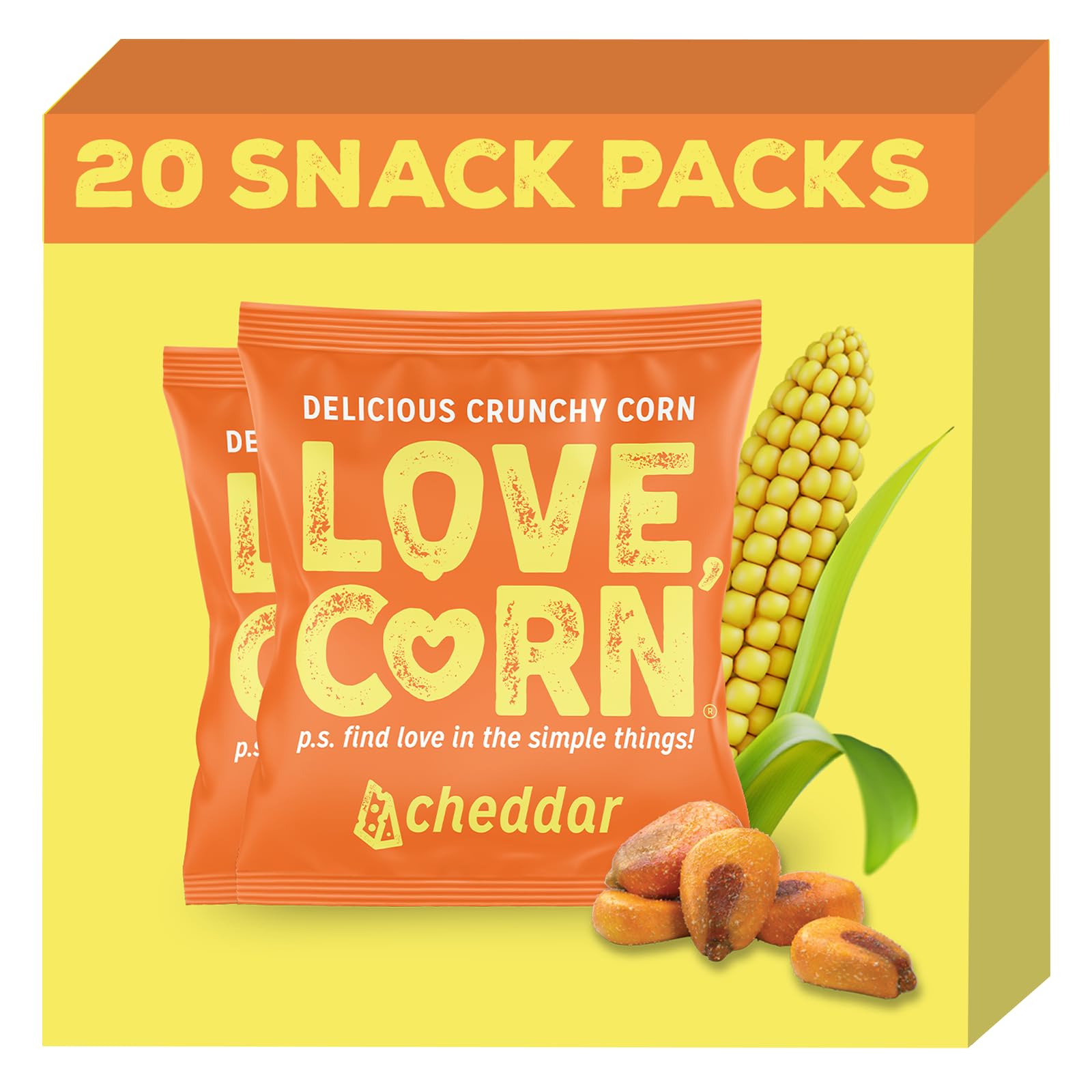 Love Corn Cheezy 0.7Oz X 20 Bags - Delicious Crunchy Corn - Healthy Family Snacks - Gluten Free, Kosher, Non-Gmo - Alternative F