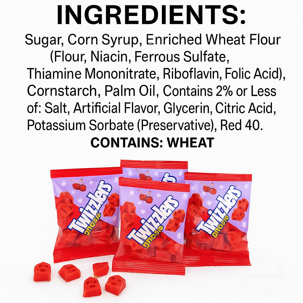 Twizller Ghosts - Cherry Flavor - Fun Size Chewy Bites, Individually Wrapped Licorice-Style Treats, 1 lb Bag, Perfect for Hallow