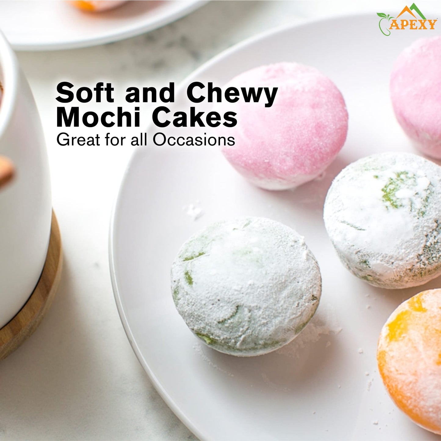 Apexy Japanese Style Mochi Daifuku Traditional Japanese Rice Cakes, 8.5 Oz (8 Pcs) (Strawberry)