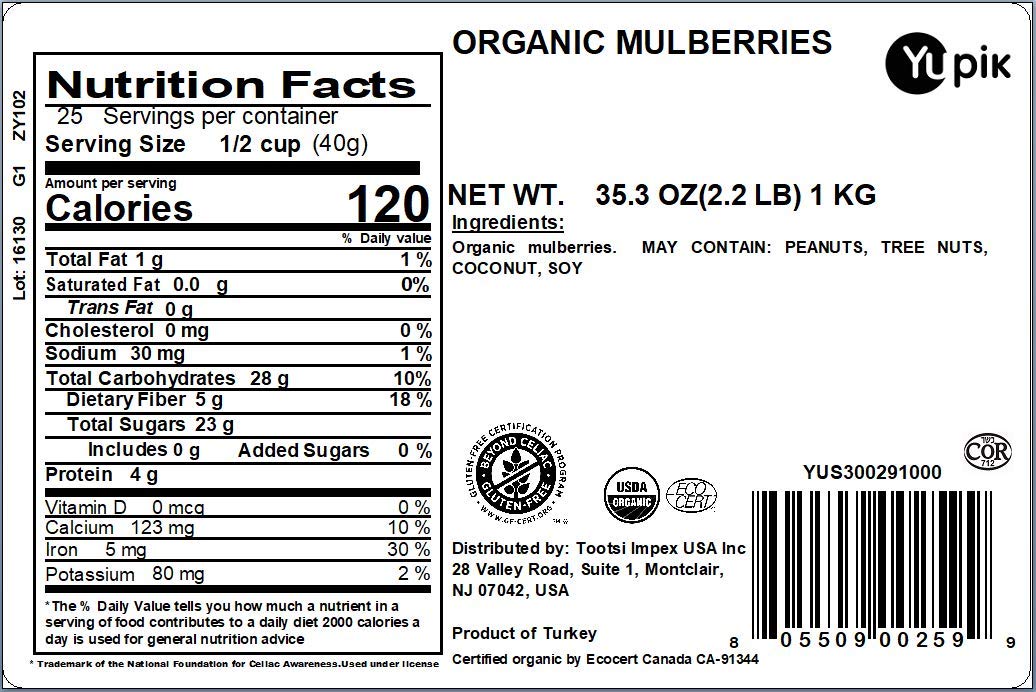 Yupik Organic Dried Mulberries, 2.2 Lb, Dried Fruit, Non-Gmo, Vegan, Gluten-Free, No Added Sugar, Oil-Free, Healthy Snacks, Idea