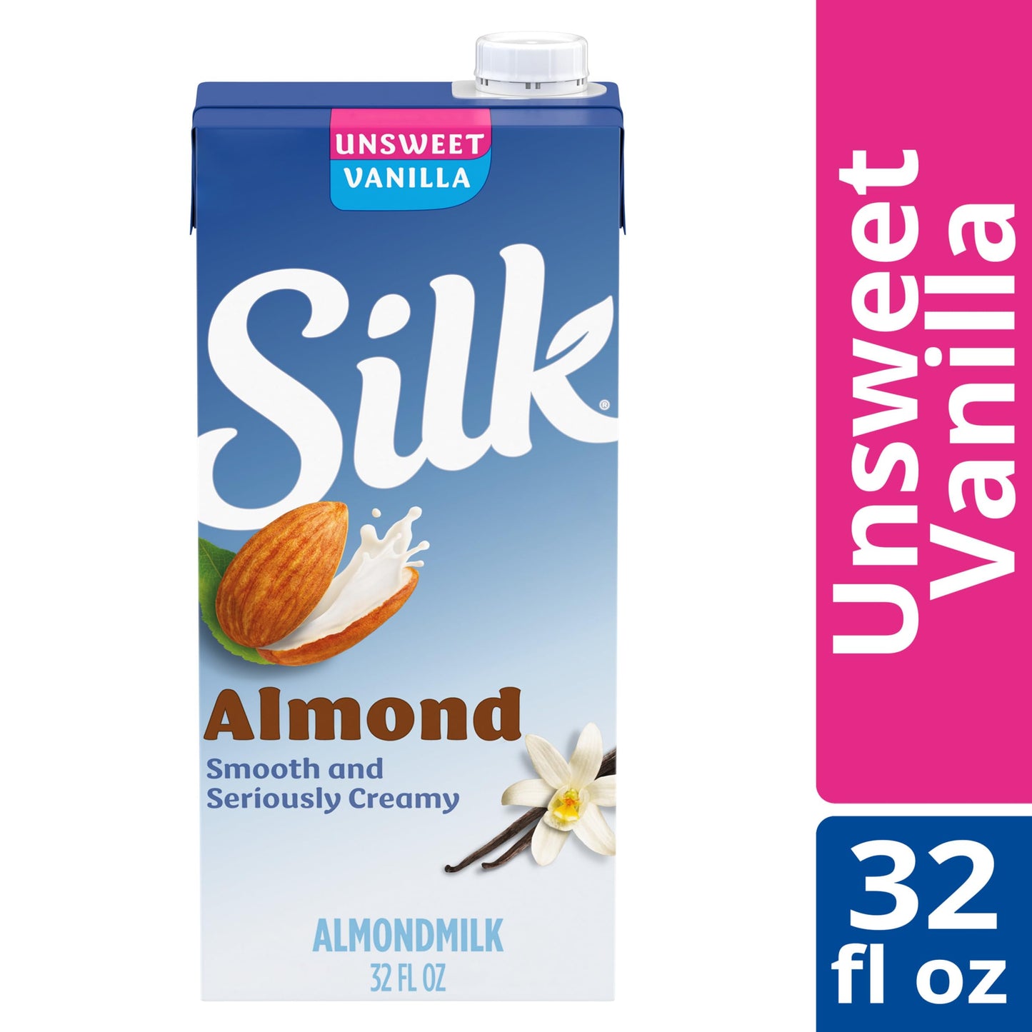 Silk Shelf-Stable Almondmilk, Unsweetened Vanilla, Dairy-Free, Vegan, Non-Gmo Project Verified, 1 Quart