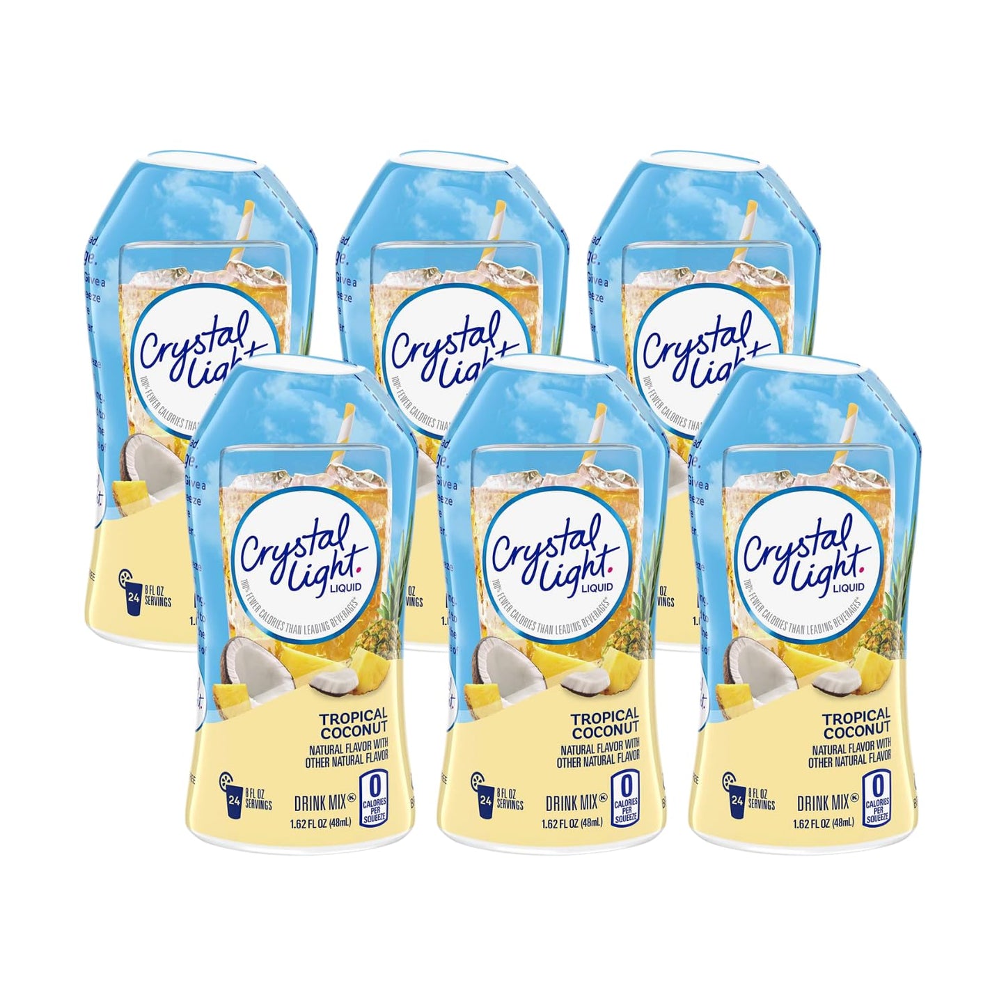 Crystal Light Liquid Energy Drink, Tropical Coconut, 1.62 Fl Oz (Pack Of 6)