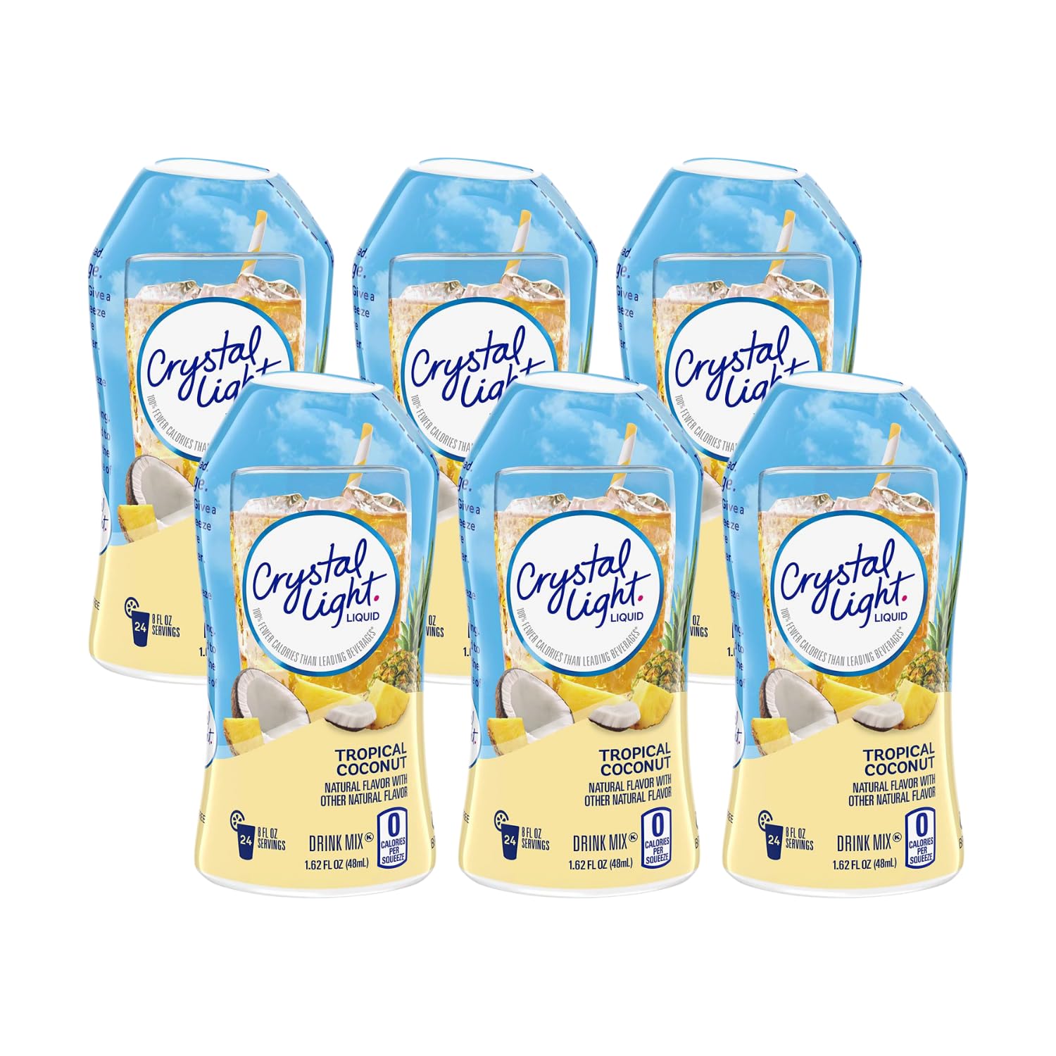 Crystal Light Liquid Energy Drink, Tropical Coconut, 1.62 Fl Oz (Pack Of 6)