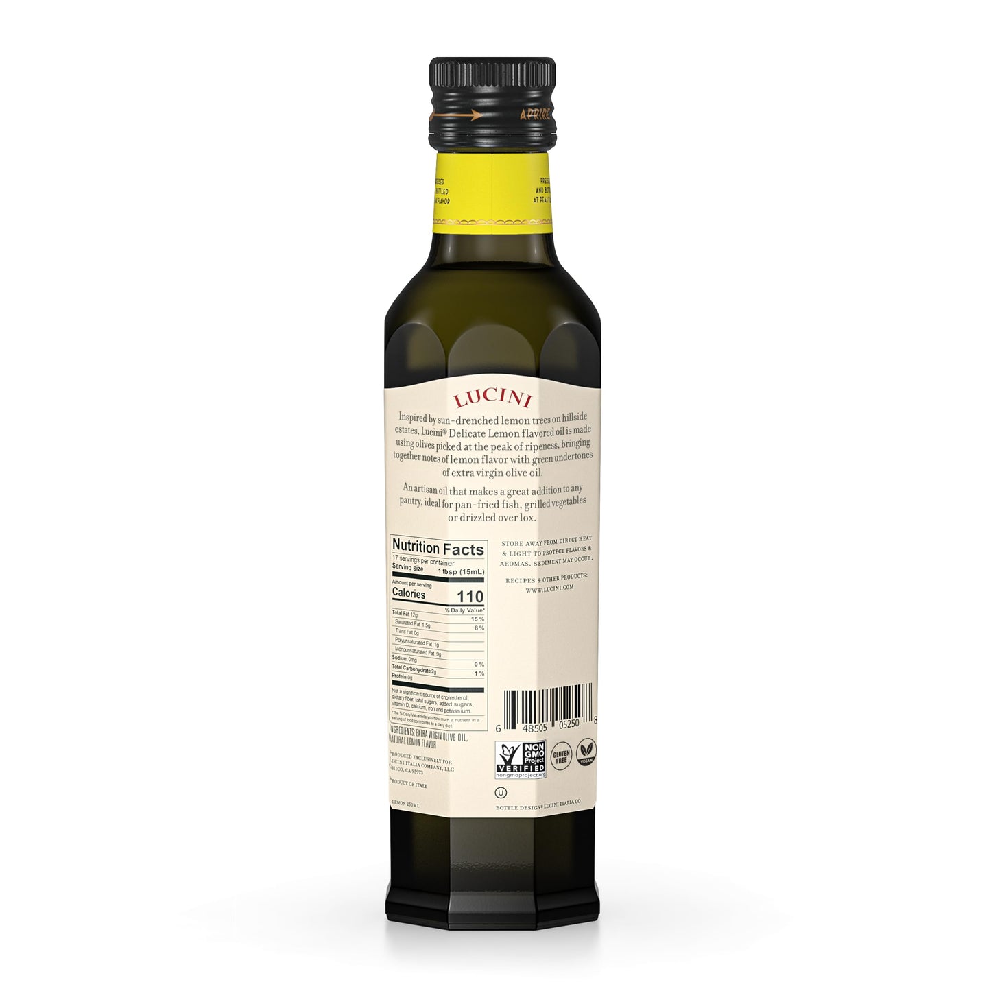 Lucini Italia Extra Virgin Olive Oil with Lemon - Non-GMO, Whole30 Approved, 8.5 Fl Oz