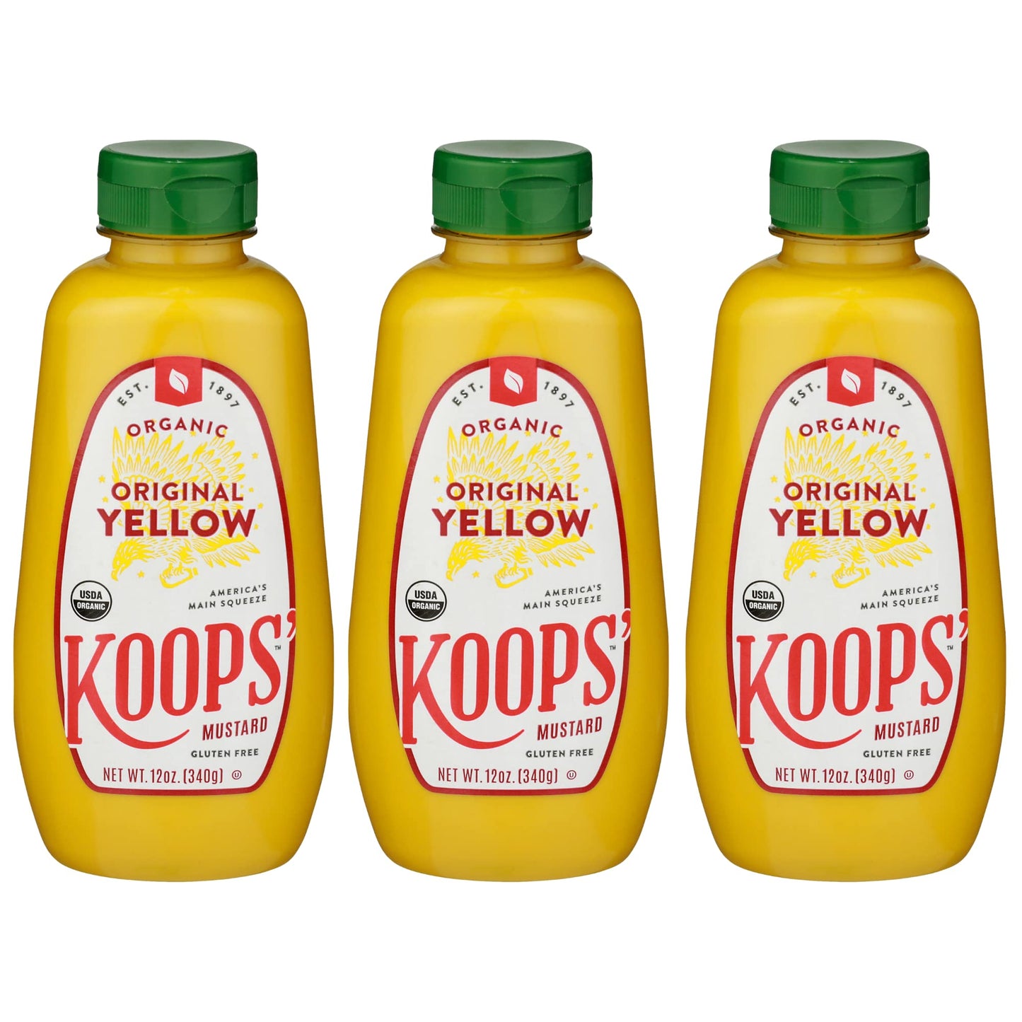 Koops' Organic Yellow Mustard - Gourmet Mustard, Gluten-Free, Kosher, Usda Certified Organic, Made In Usa, From Quality Mustard