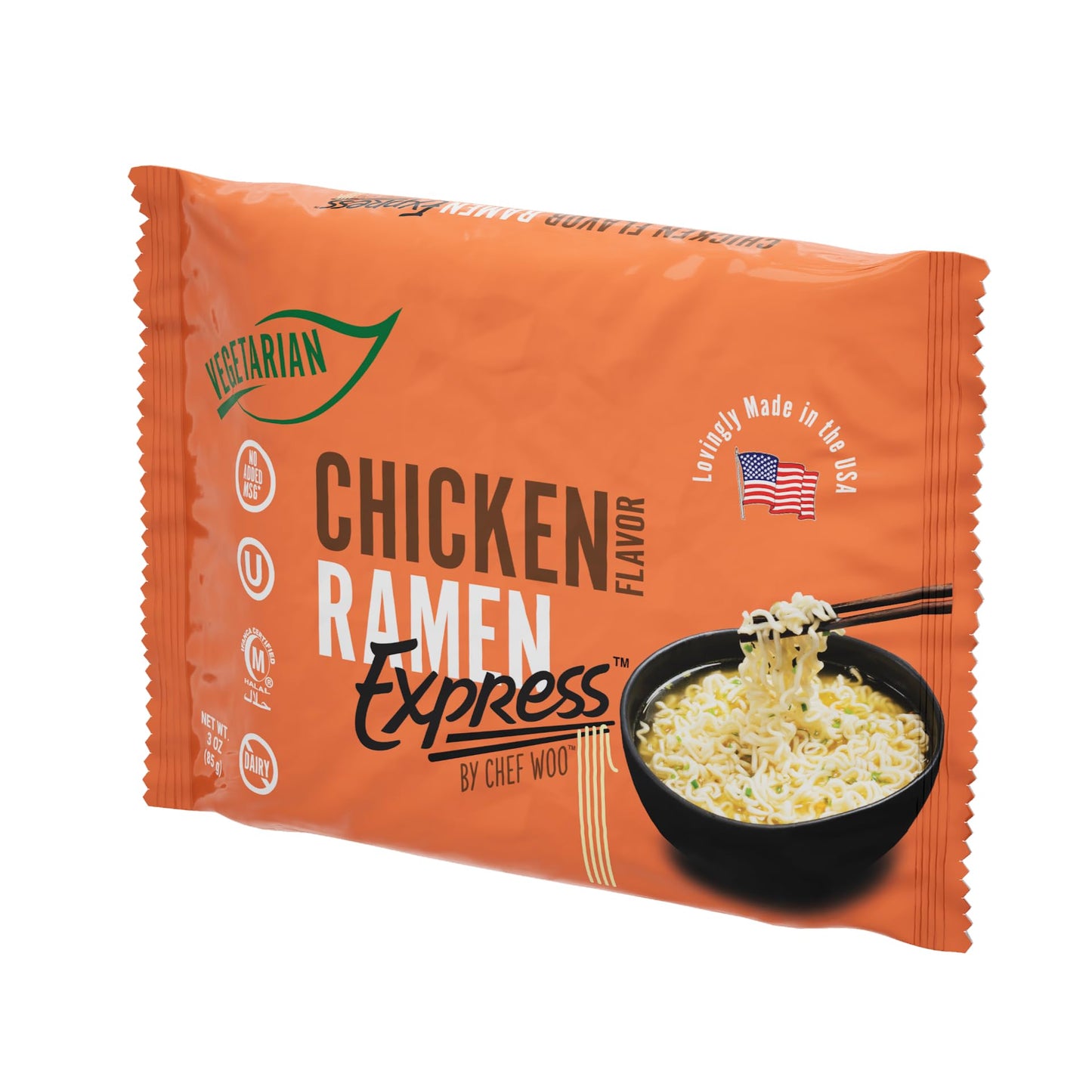 RAMEN EXPRESS Chicken Flavor Ramen Noodle Packs, 3 Oz Each (Pack Of 24) | Animal-free Ramen Noodles | All Plant-based | Made in