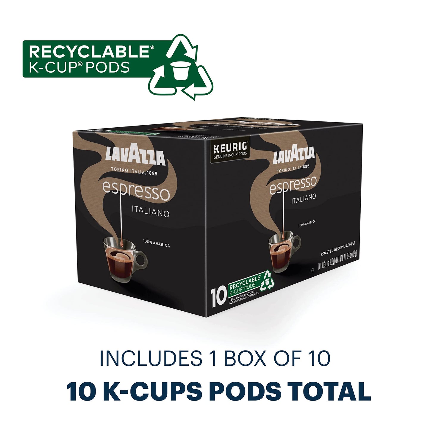 Lavazza Espresso Italiano Single-Serve Coffee K-Cups for Keurig Brewer, Medium Roast, 100% Arabica, Value Pack, 10 Count (Pack o