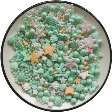 Edible Green Ocean Mermaid Candy Sprinkles Starfish Dessert Sprinkle Shell Cake Cupcake Toppers Pearl Cookie Decorations Sweet P
