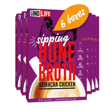 LonoLife Sriracha Chicken Bone Broth Powder Mix | 10g Protein | Collagen-Rich, Keto & Paleo Friendly | Natural Ingredients | 24 