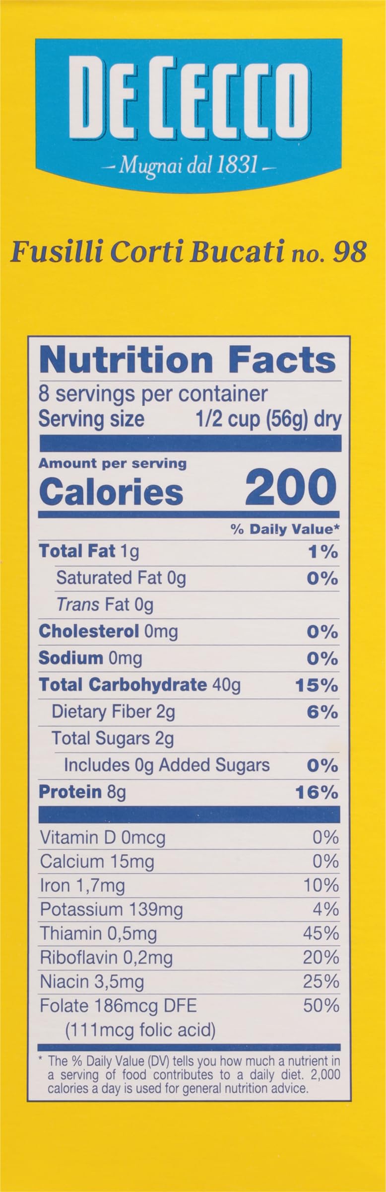 De Cecco Pasta, Fusilli Corti Bucati, 1 Pound (Pack of 12)
