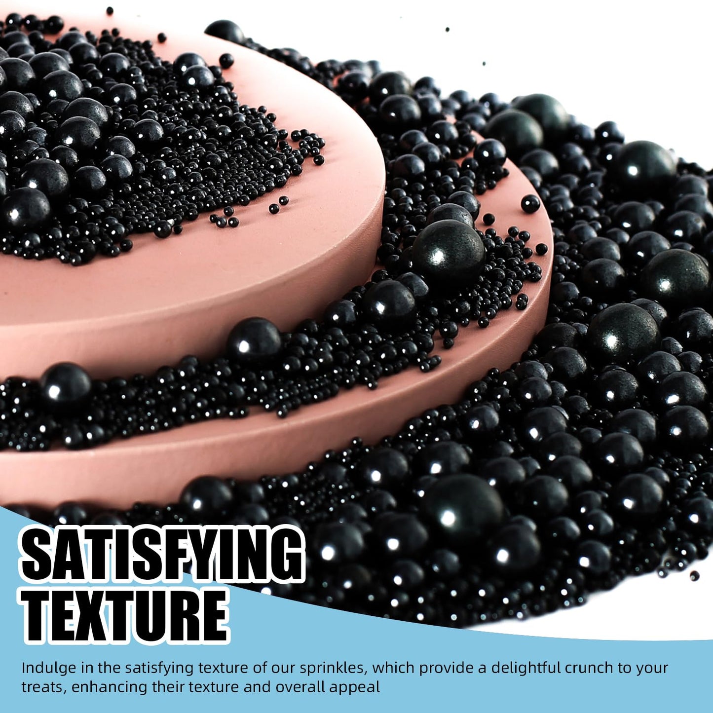Kasvan Black Pearl Sprinkles, 6 Sizes Mix For Cake Decorating, 230G/8.1Oz, Baking Cake Decorations, Ice Cream Toppings And Cooki